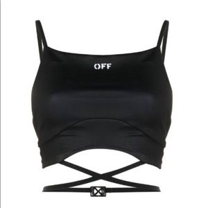 Off- White logo crop top